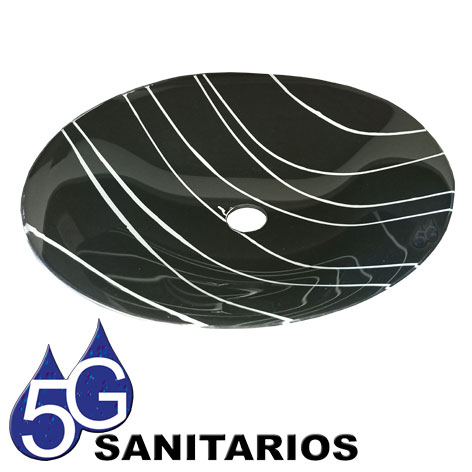 BACHA DE APOYO "PHI" TEMPLADA 6MM - DISEÑO NEGRA