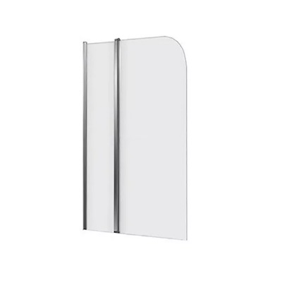 1/2 MAMPARA MOVIL Y PAÑO FIJO -PUNTA CURVA- 1200X1500 TRANSPARENTE Y CROMO