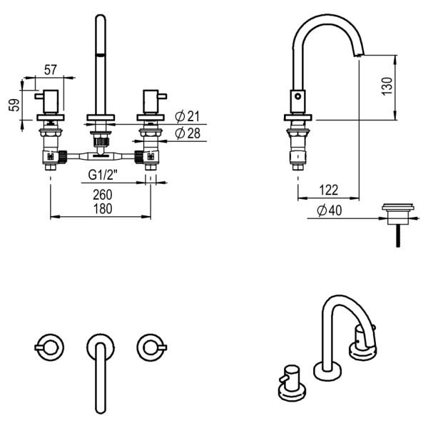HIDROMET LAVATORIO MINI CROMO-02901CRCR