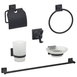 9318 SET 6 PIEZAS P/BAÑO NIZA ZINC Y ACERO INOXIDABLE NEGRO - 9318